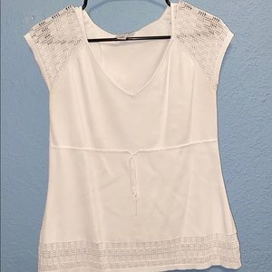 Ann Taylor Loft white shirt sleeve blouse Medium